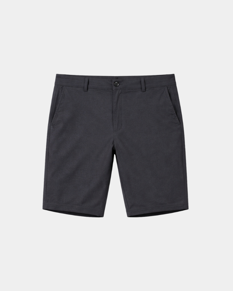 By Alden Gray Shorts flat lay front view light gray background #color_gray