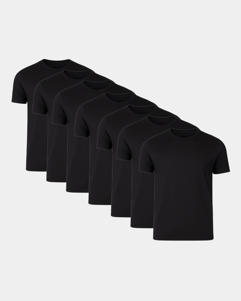 Set of By Alden six black t-shirts on a white background #Color_black