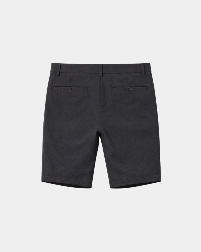 By Alden Gray Shorts flat lay back view light gray background #color_gray